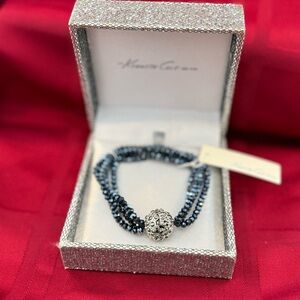 NWT Elegant Silver and Black Beaded Necklace